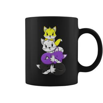 Funny Foxes Nonbinary Flag Agender Genderqueer Pride Day Coffee Mug - Monsterry CA