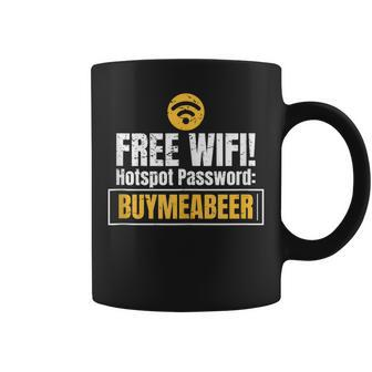 Funny Free Wifi Password Buy Me A Beer Alcohol Humor Coffee Mug | Mazezy
