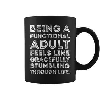 Being A Functional Adult Sarcasm Quote Ironic Retro Coffee Mug | Mazezy CA