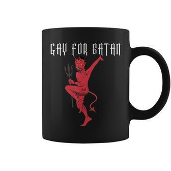 Funny Gay For Satan Lgbt Goth Gay Pride Satan Coffee Mug | Mazezy