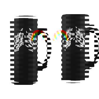Funny Gay Les Pride Rainbow Boobs Skeleton Hand Lgbt Gay Coffee Mug - Seseable