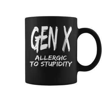 Funny Gen X Allergic To Stupidity Generation X Humor Design Coffee Mug | Mazezy
