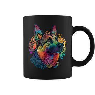 Funny German Shepherd Dog Hippie Mandala Coffee Mug - Seseable
