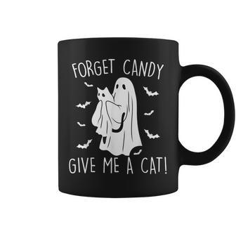 Halloween Cat Ghost Forget Candy Give Me Cat Halloween Coffee Mug - Seseable