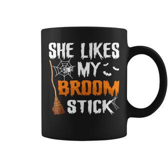 Halloween Matching Couples She Likes My Broomstick Coffee Mug - Monsterry DE