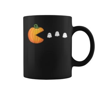 Funny Halloween Pumpkin Eating Ghosts For Women Kids Men Pumpkin Funny Gifts Coffee Mug | Mazezy