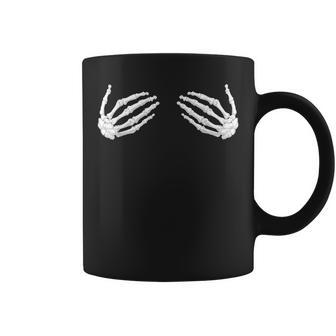 Funny Halloween Skeleton Hands Breast Boobs Adult Humor Halloween Funny Gifts Coffee Mug | Mazezy
