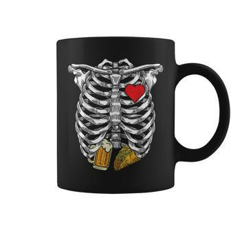 Funny Halloween Skeleton Rib Cage Beer & Taco Adults Men Coffee Mug | Mazezy