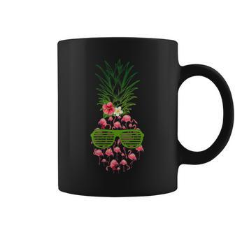 Funny Hawaii Tropical Pineapple Pink Flamingos Summer Vibes Coffee Mug | Mazezy