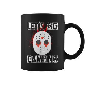Horror Halloween Let's Go Camping Mask Serial Killer Halloween Coffee Mug | Mazezy