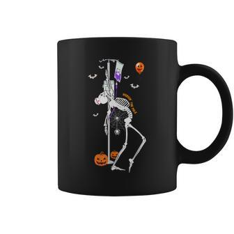 Icu Er Nurse Halloween Working The Pole Skeleton Dance Coffee Mug - Monsterry
