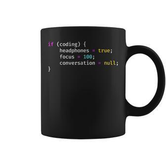 Funny Joke Programming If Coding Headphones Focus Coffee Mug | Mazezy