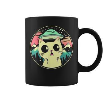 Kawaii Cat Aliens And Ufo Coffee Mug | Mazezy
