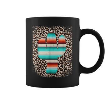 Funny Leopard Cheetah And Serape Cactus Print Turquiose Cactus Funny Gifts Coffee Mug | Mazezy