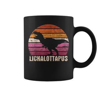Funny Lesbian Lickalottapus Dinosaurs Lgbtq Pride Flag Retro Coffee Mug | Mazezy