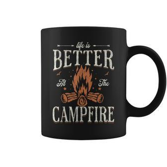 Funny Life Is Better At The Campfire Vintage Camping Camper Coffee Mug - Monsterry AU