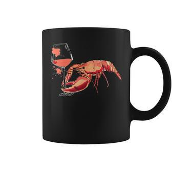 Lobster Drinking Wine Lobster Wine Lovers Coffee Mug - Seseable