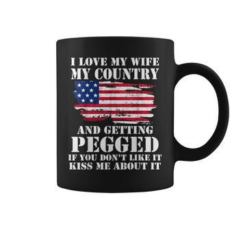 I Love My Wife My Country And Getting Pegged Vintage Coffee Mug | Mazezy