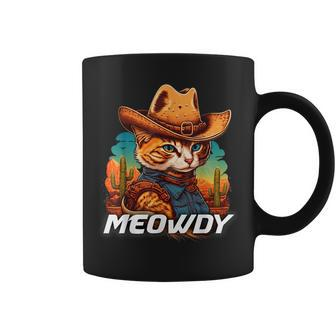 Funny Mashup Meowdy Cat Cowboy Hat Country Lover Coffee Mug - Monsterry CA
