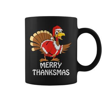 Merry Thanksmas Happy Thanksgiving Merry Christmas Coffee Mug | Mazezy