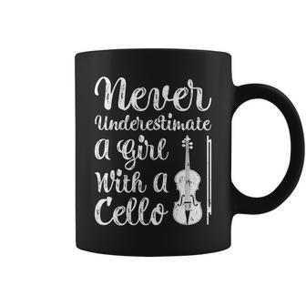 Funny Never Underestimate A Girl And Her Cello Coffee Mug - Seseable