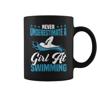 Funny Never Underestimate A Girl At Swimming Lifeguard Gift For Womens Coffee Mug - Seseable