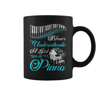 Funny Never Underestimate A Girl With A Piano Coffee Mug - Seseable