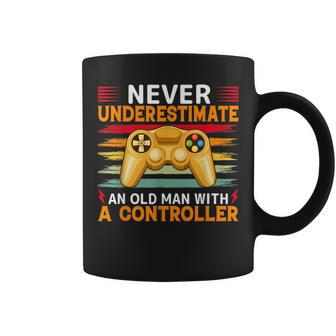 Funny Never Underestimate An Old Man With A Controller Gamer Coffee Mug - Seseable