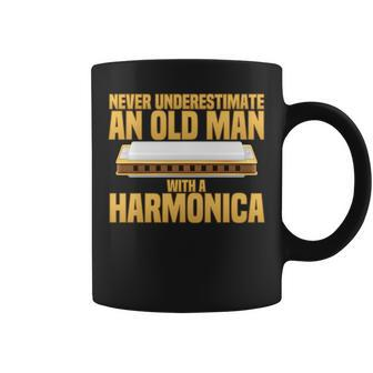 Funny Never Underestimate An Old Man With A Harmonica Coffee Mug - Seseable