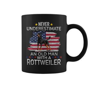 Funny Never Underestimate An Old Man With A Rottweiler Coffee Mug - Seseable