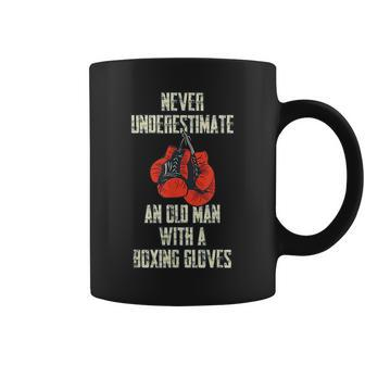 Funny Never Underestimate An Old Man With Boxing Gloves Coffee Mug - Seseable