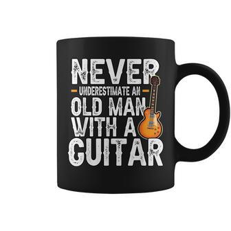 Funny Never Underestimate An Old With A Guitar Guitarist Gift For Mens Coffee Mug - Seseable