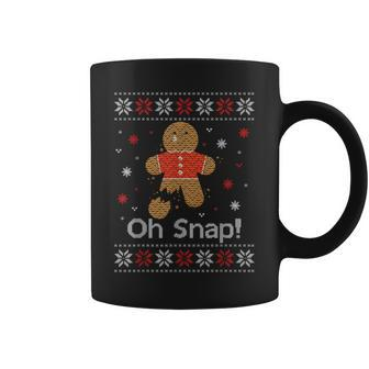 Oh No Snap Gingerbread Ugly Sweater Christmas Coffee Mug | Mazezy