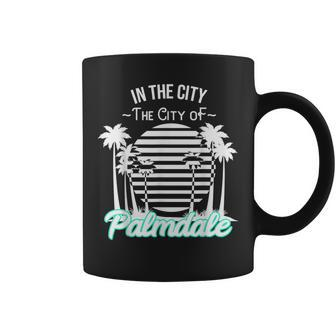 Palmdale California Tropical Palm Tree Sunset Coffee Mug | Mazezy