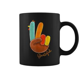 Peace Sign Turkey Hand Cool Thanksgiving Hippie Men Coffee Mug - Thegiftio UK