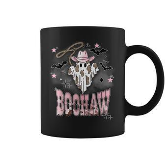 Pink Boohaw Ghost Halloween Cowgirl Western Country Coffee Mug - Seseable