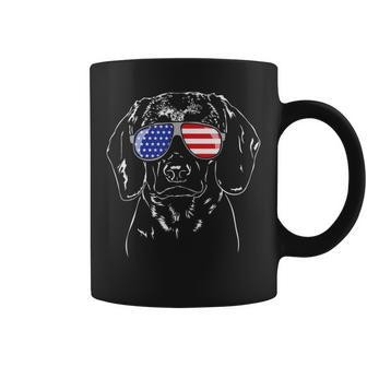 Proud Bavarian Mountain Hound American Flag Sunglasses Coffee Mug | Mazezy