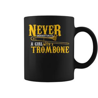 Funny Quote Play Never Underestimate A Girl With A Trombone Coffee Mug | Mazezy