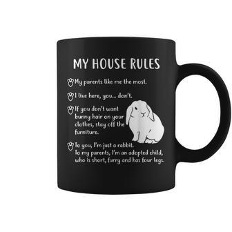 Rabbit My House Rules Holland Lop Bunny Coffee Mug | Mazezy
