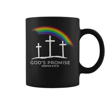 Funny Rainbow Christ Cross Christian Quote Gods Promise Coffee Mug | Mazezy