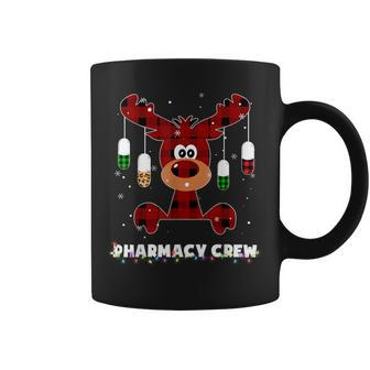 Red Plaid Reindeer Pharmacy Crew Christmas Coffee Mug | Mazezy
