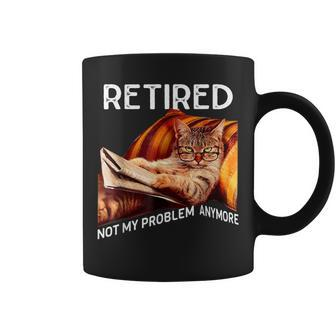 Retired Cat Reading Not My Problem Anymore Retirement Coffee Mug - Seseable
