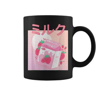 Funny Retro 90S Japanese Kawaii Strawberry Milk Shake Carton 90S Vintage Designs Funny Gifts Coffee Mug | Mazezy