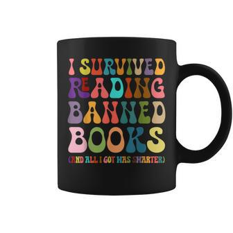 Funny Retro I Survived Reading Banned Books And Got Smarter Coffee Mug | Mazezy
