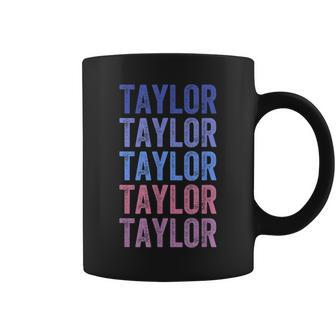 Funny Retro Repeated Text Design First Name Taylor Coffee Mug | Mazezy