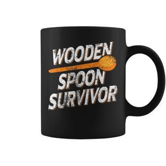Funny Retro Vintage Wooden Spoon Survivor Coffee Mug - Seseable