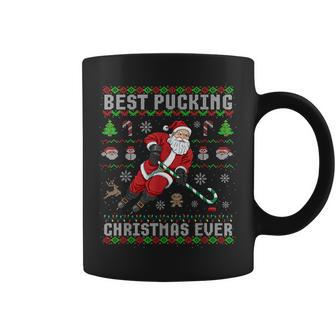 Funny Santa Claus Ugly Christmas Ice Hockey Best Pucking Hockey Funny Gifts Coffee Mug | Mazezy