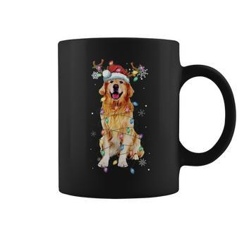 Funny Santa Golden Retriever Christmas Lights Tree Dog Lover Coffee Mug | Mazezy