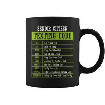 Funny Senior Citizen Texting Code Dad Grandpa Coffee Mug | Mazezy