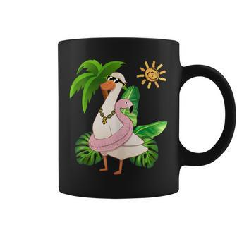 Funny Silly Goose Flamingo Summer Vibes Beach Coffee Mug | Mazezy
